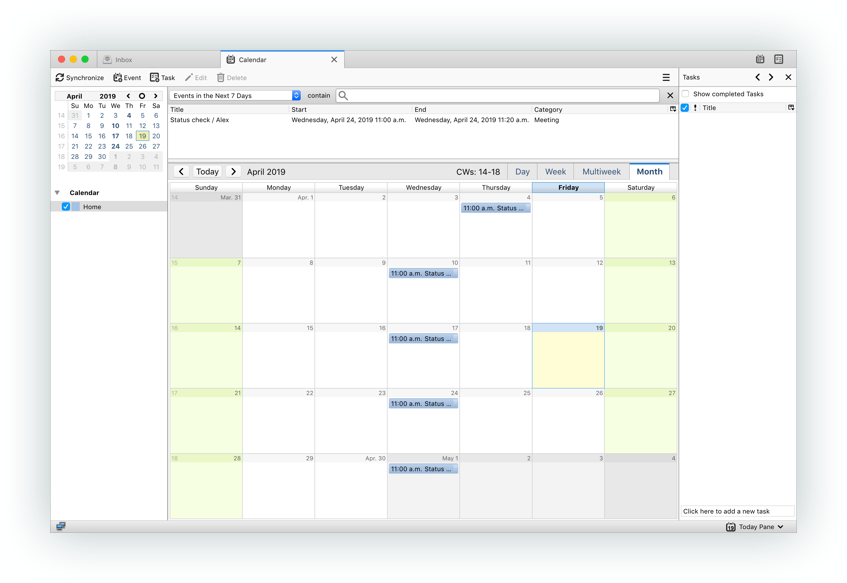 Thunderbird Calendar screenshot